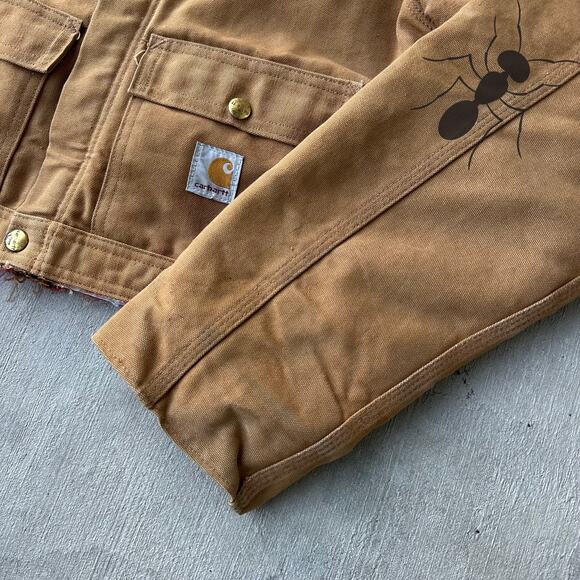 Vintage Y2K Carhartt brown cropped Detroit style work wear jacket - Picture 4 of 9